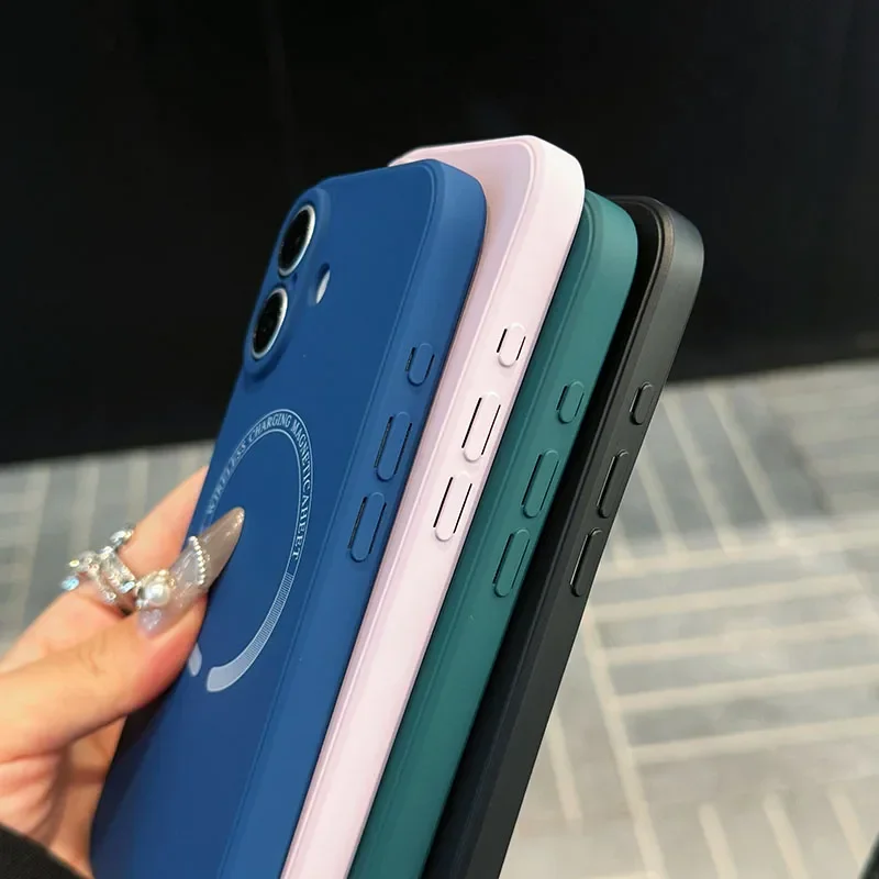 Para Magsafe fundas de carga inalámbrica magnéticas originales para iPhone XR X XS Max iPhoneXsMax bolsas de teléfono de silicona líquida suave - imagen 4