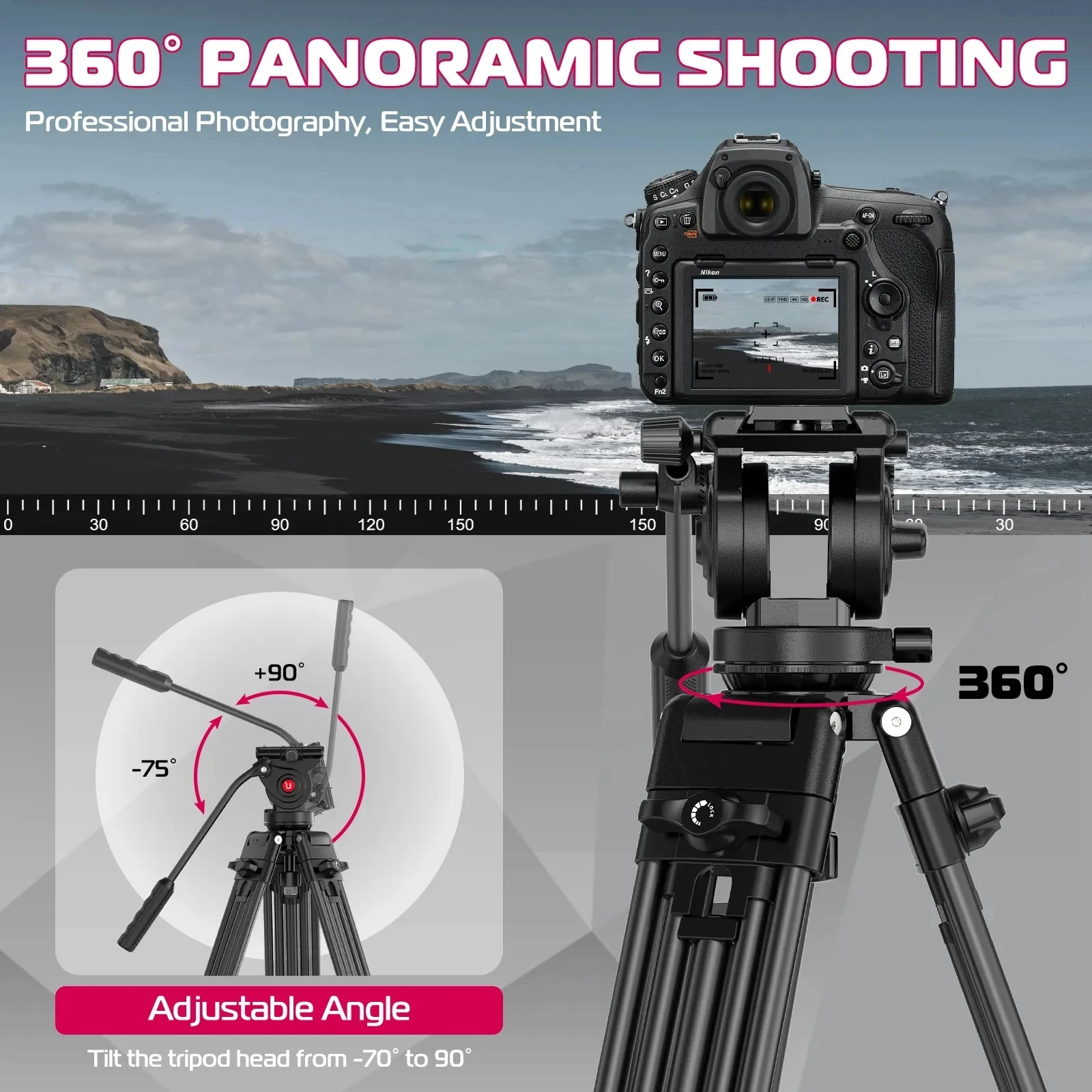 Ulanzi-trípode de vídeo de alta resistencia, MT-81, tornillos de 1/4 "y 3/8", 8KG de carga, con cabeza fluida, para videocámara DSLR/sin espejo/cámara de Cine - imagen 2