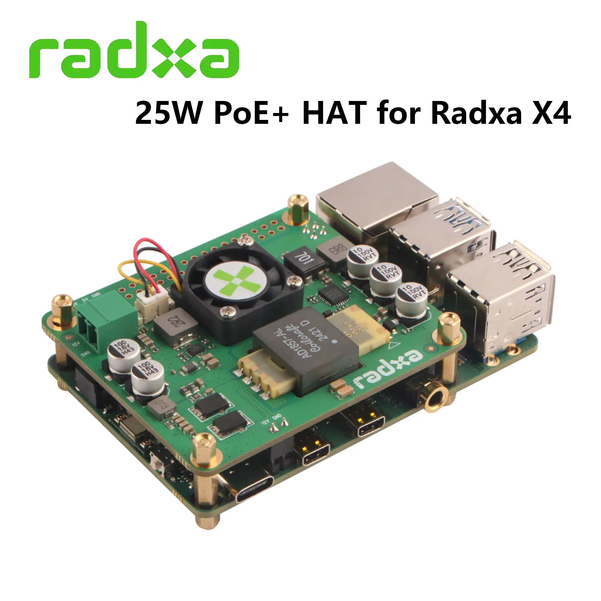 Radxa 25W PoE + HAT para Radxa X4 One Cable para fuente de alimentación y red ventilador de velocidad ajustable - imagen 4