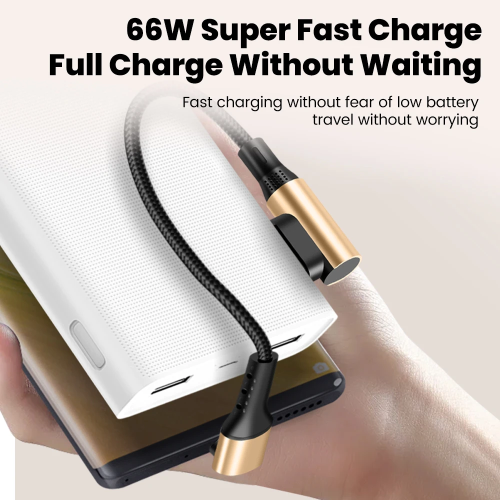 Cable corto de 66W, 0,15 M, 0,25 M, 0,5 M, codo de 90 grados, Cable USB A a tipo C, Cable de carga rápida para iPhone 15 16, batería externa Samsung - imagen 2