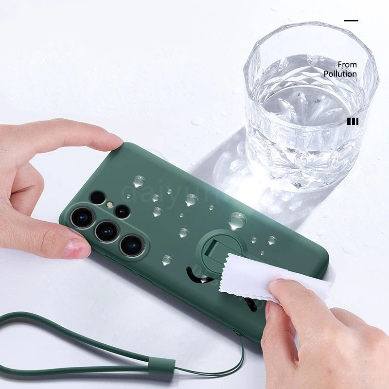 Para Samsung Galaxy S25 funda de silicona Ultra líquida funda suave S25 Plus S25 + S25Edge funda de teléfono de lujo con soporte película de pantalla - imagen 3