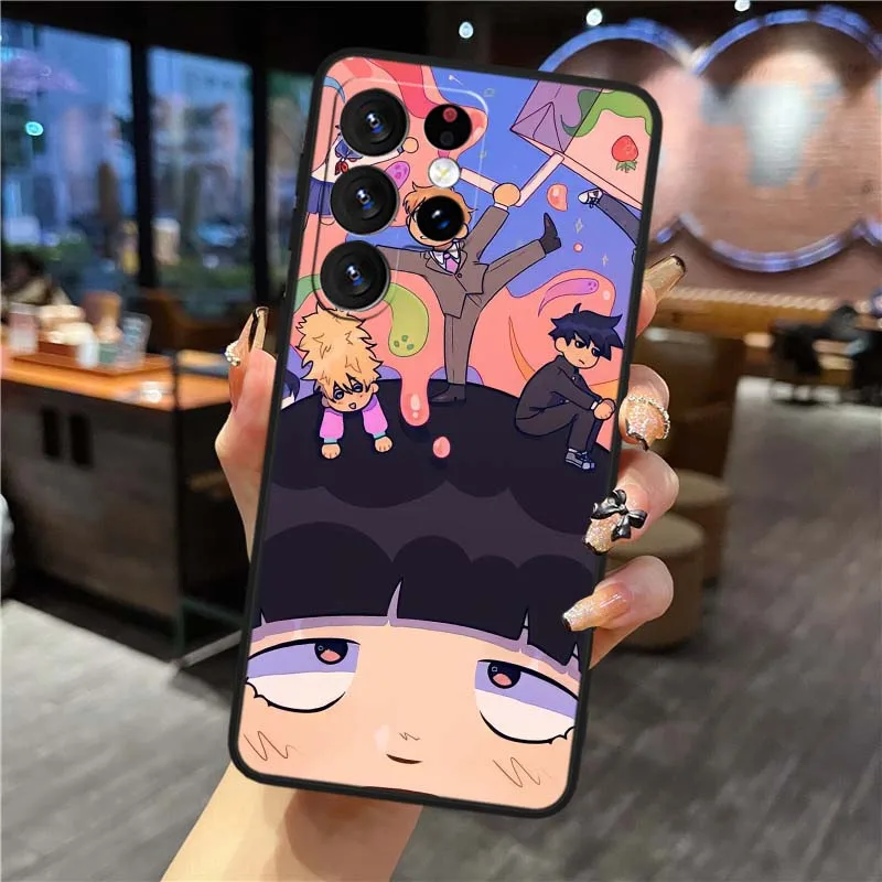 Funda de Anime Mob Psycho 100 para Samsung Galaxy S25 S24 S23 S22 S21 S20 S10 S9 S8 FE Lite Ultra Plus 5G funda de teléfono negra - imagen 4