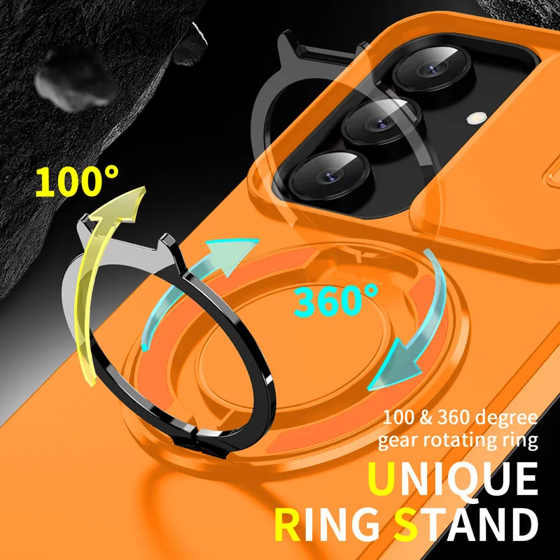 Para Samsung Galaxy S25 FE funda ELVEV Anti-caída resistente PC lente deslizante ventana soporte giratorio cubierta de teléfono - imagen 5