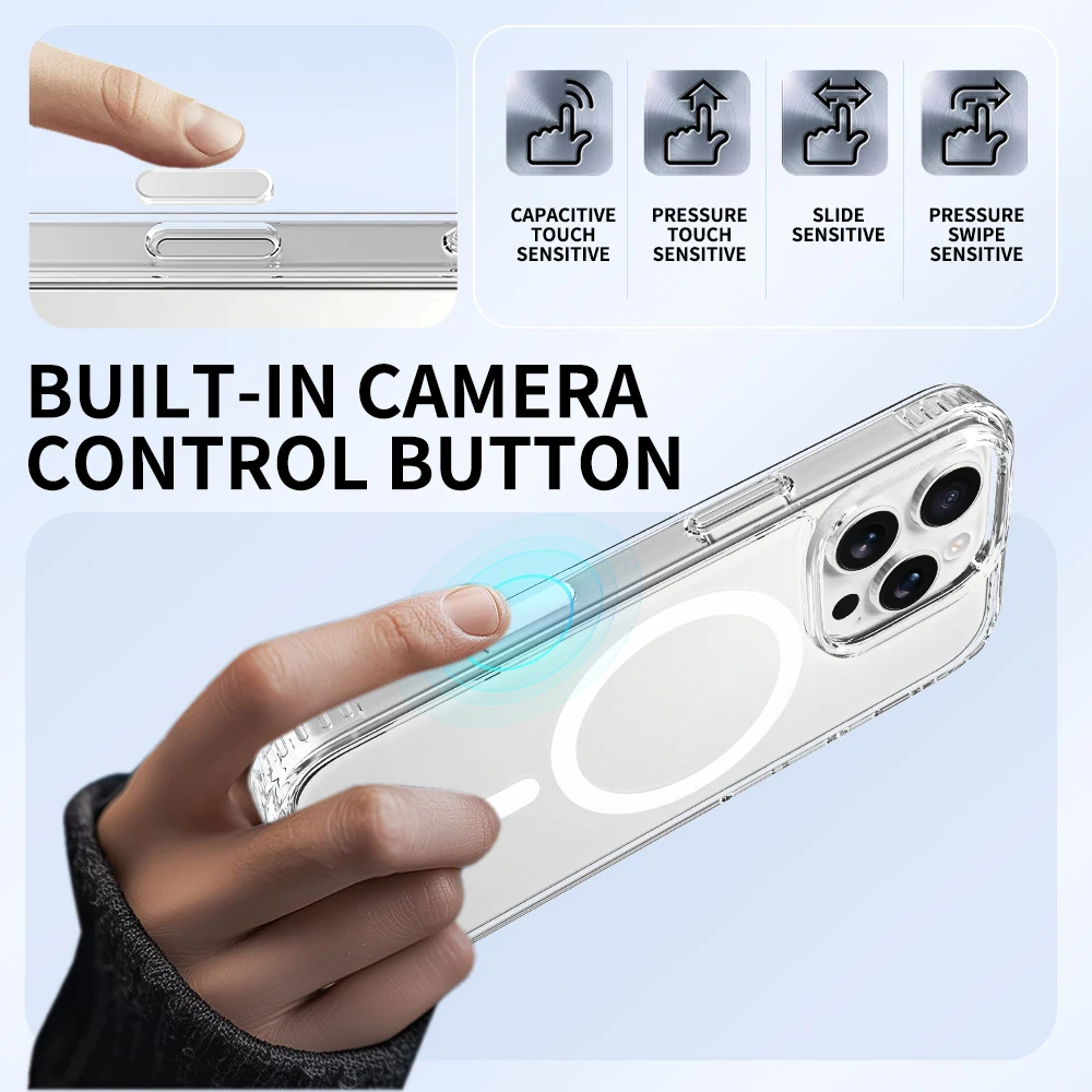Funda con botón de captura de Control de cámara para iPhone 17 Air 16 Pro Max Plus Magsafe Mag Safe 16Pro 16Plus 17Pro, accesorios para teléfono - imagen 5