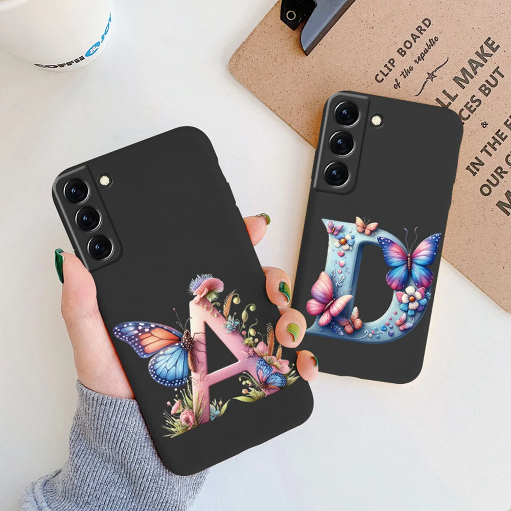 Funda de teléfono para mujer para Samsung Galaxy S21 FE S22 Plus, funda de parachoques para niñas, letra colorida, flor, mariposa, amor samsang s22 Ultra - imagen 2