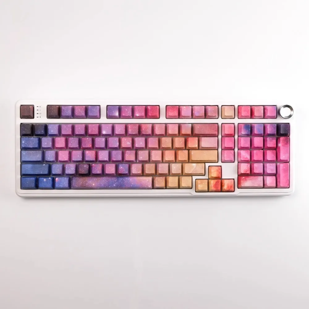 1 Juego de teclas del universo del cielo estrellado, teclas PBT Dye Sub Galaxy con estampado lateral, teclas retroiluminadas, perfil OEM, teclas transparentes para interruptor MX - imagen 4