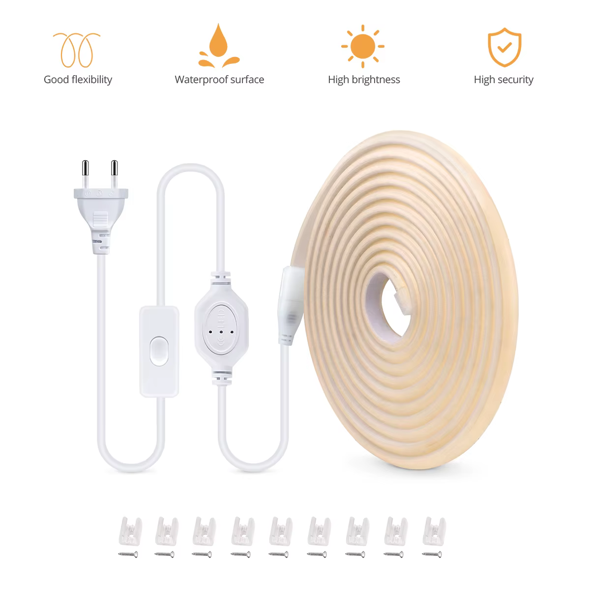 Tira de luces LED COB resistente al agua de 110V/220V, lámpara de cuerda con enchufe UE/EE. UU. para decoración de carteles publicitarios de jardín al aire libre para cine en casa y Hotel - imagen 3