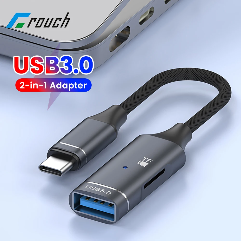 Cable adaptador USB3.0 2 en 1 OTG tipo C macho a USB3.0 Cable convertidor hembra lector de tarjetas TF de alta velocidad para iphone 15 16 Samsung