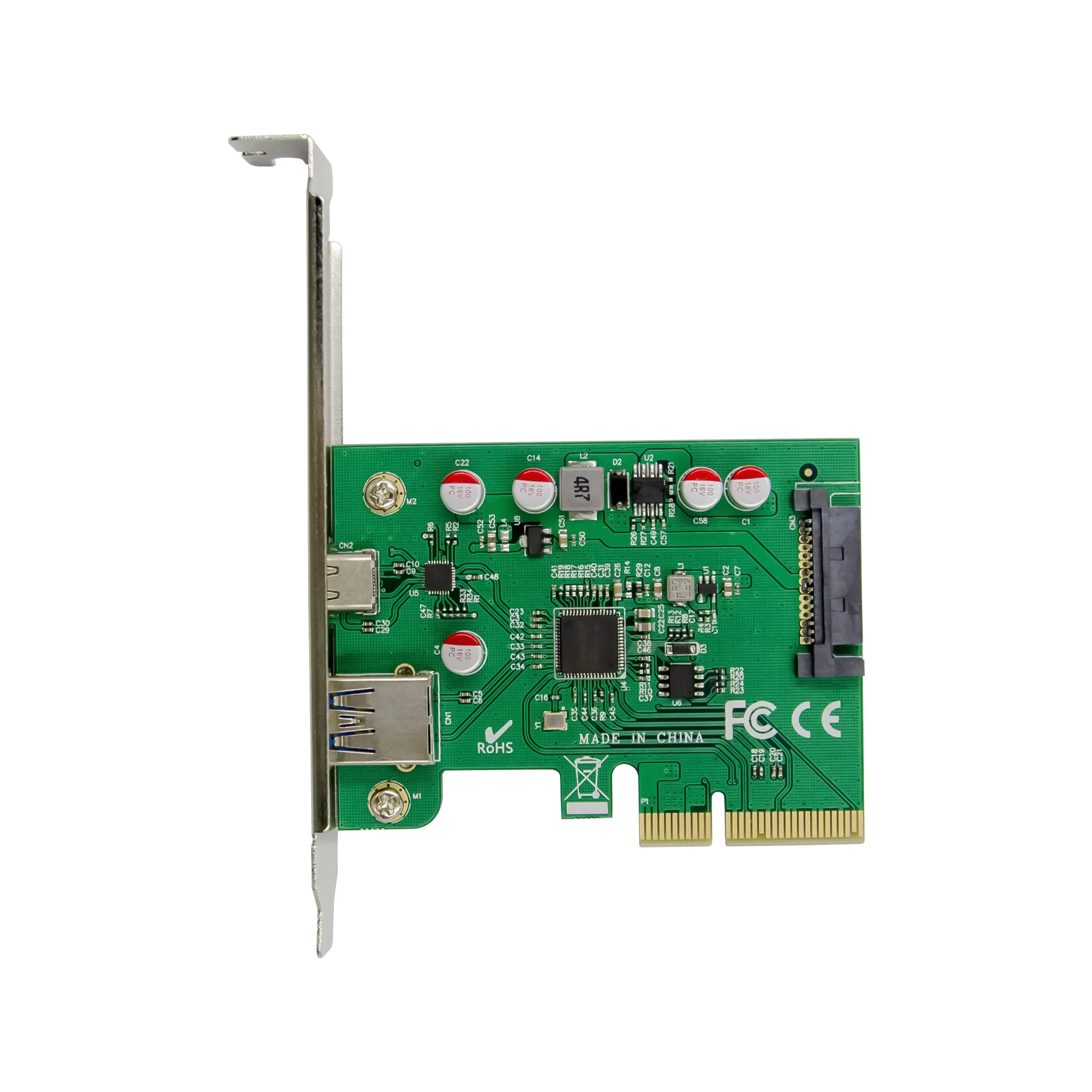 Tarjeta de expansión USB 3,1 tipo C PCIe PCI-E a USB3.1 GEN 2 10Gbps USB tipo C + USB3.0 tipo A tarjeta elevadora PCI Express x4 adaptador USB - imagen 4