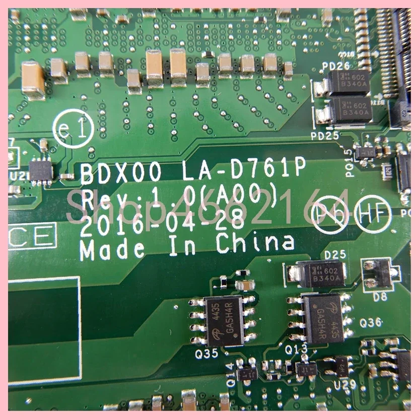 LA-D761P con placa base de CPU de i3-6100U para PC en caja integrada 5000 Celeron G3900E placa base para ordenador portátil CN-0V285V 100% probado OK - imagen 5