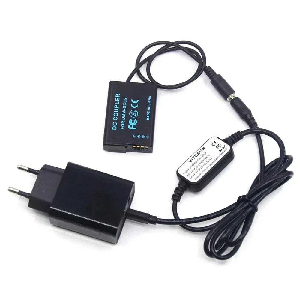 Cable USB tipo C + DMW-DCC9 BLD10 BLD10E batería simulada + adaptador de corriente cargador PD para Panasonic DMC GX1 GF2 G3 G3K G3R G3T G3W G3EGK - imagen 5