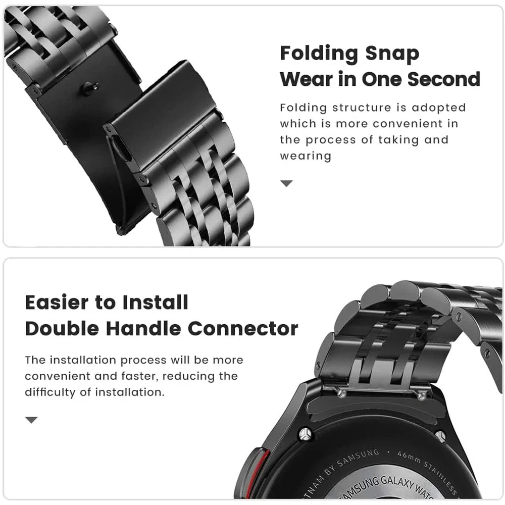 Correa de acero inoxidable sin huecos para Samsung Galaxy Watch 6, 7, 4, 44mm, 40mm/6 4, Classic, 46mm, 42mm/Watch 5Pro, pulsera de Metal de 45mm - imagen 5