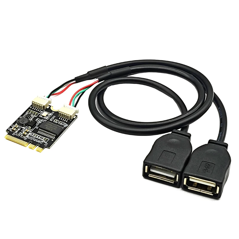 Interfaz WIFI M2 para ordenador portátil, llave M.2 A/E a 2 puertos USB2.0, llave de tarjeta elevadora A + E a adaptador USB Dual, Chip GL850, Cable de extensión USB de 30cm - imagen 5