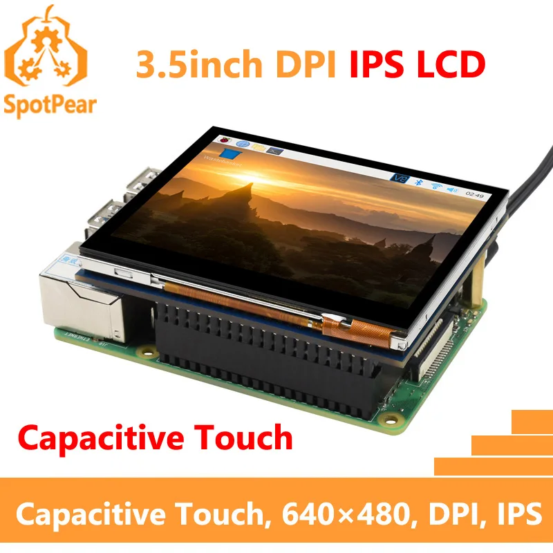 Waveshare 3,5 pulgadas DPI LCD IPS 640 × 480 pantalla táctil capacitiva LCD de 3,5 pulgadas para Raspberry Pi