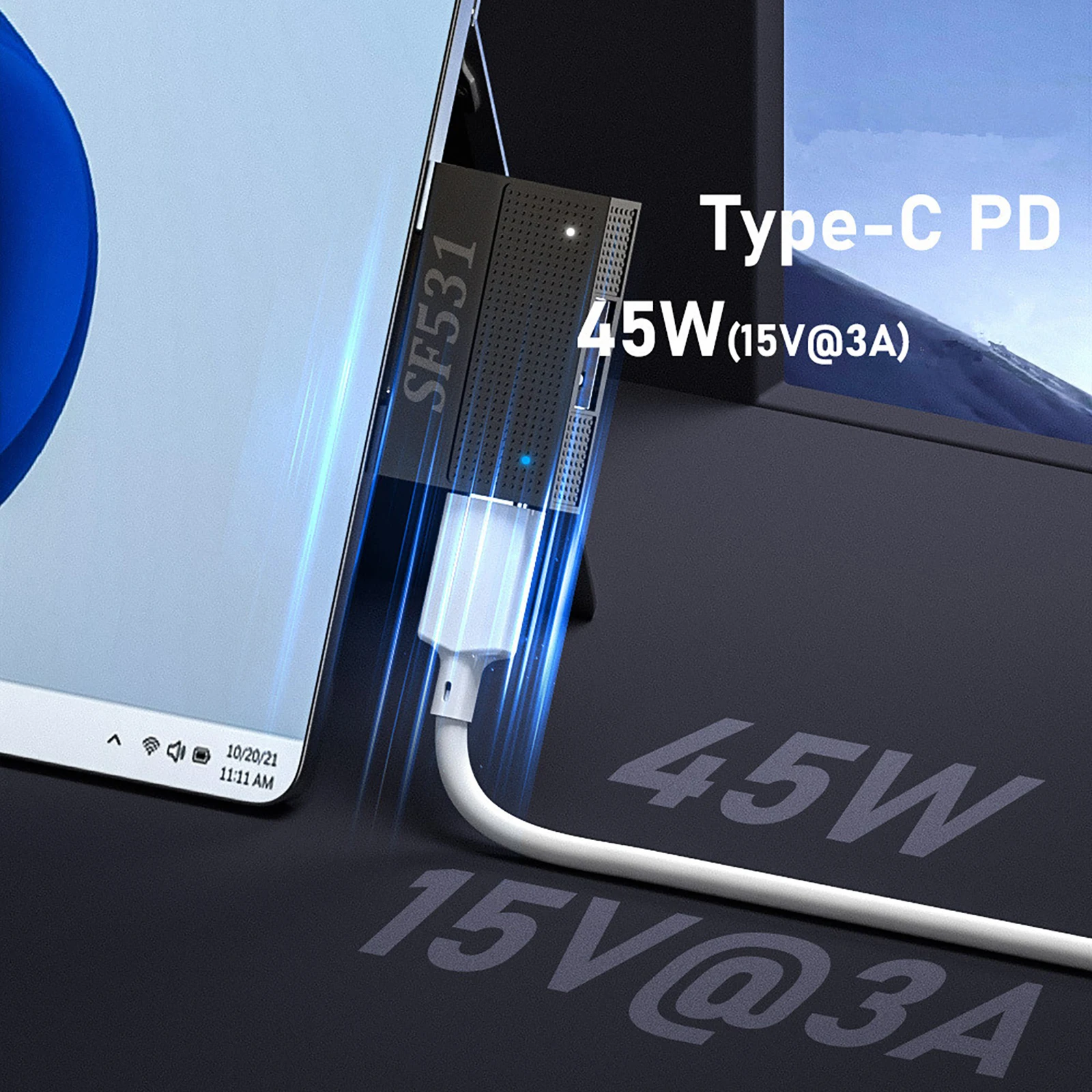 Adaptador magnético USB 3,1 y conector de carga de Puerto PD tipo C, compatible con transmisión de datos, convertidor de superficie de 10gbps para Microsoft - imagen 3