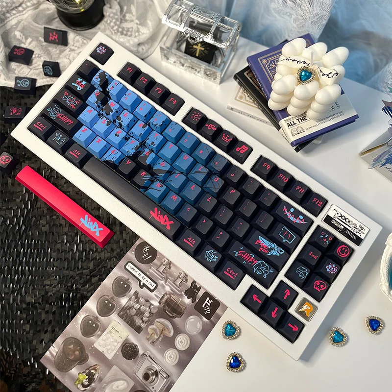 Juego de teclas con tema de Graffiti, perfil de cereza, sublimación PBT, teclas originales personalizadas hechas a mano para accesorios de teclado mecánico - imagen 4