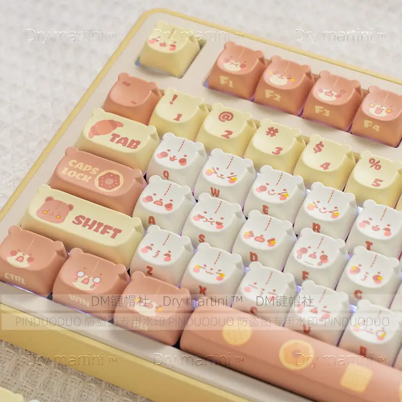 Teclas con tema de osito, juego de teclas bonitas, tapa de tecla PBT, regalo personalizado, tapa de teclado mecánico de sublimación EAO