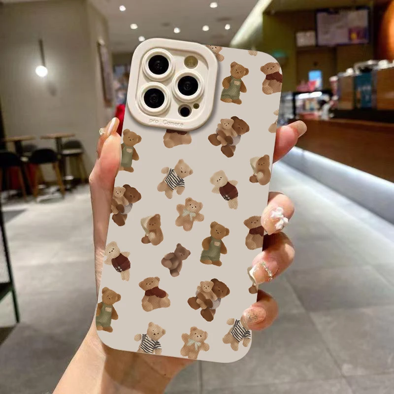 Funda de teléfono con diseño de oso bonito para Xiaomi Redmi 13, 12, 12C, 13C, 14C, Redmi Note 14, 13, 12 Pro Plus, 5G, 12S, 11, 10, funda suave a prueba de golpes