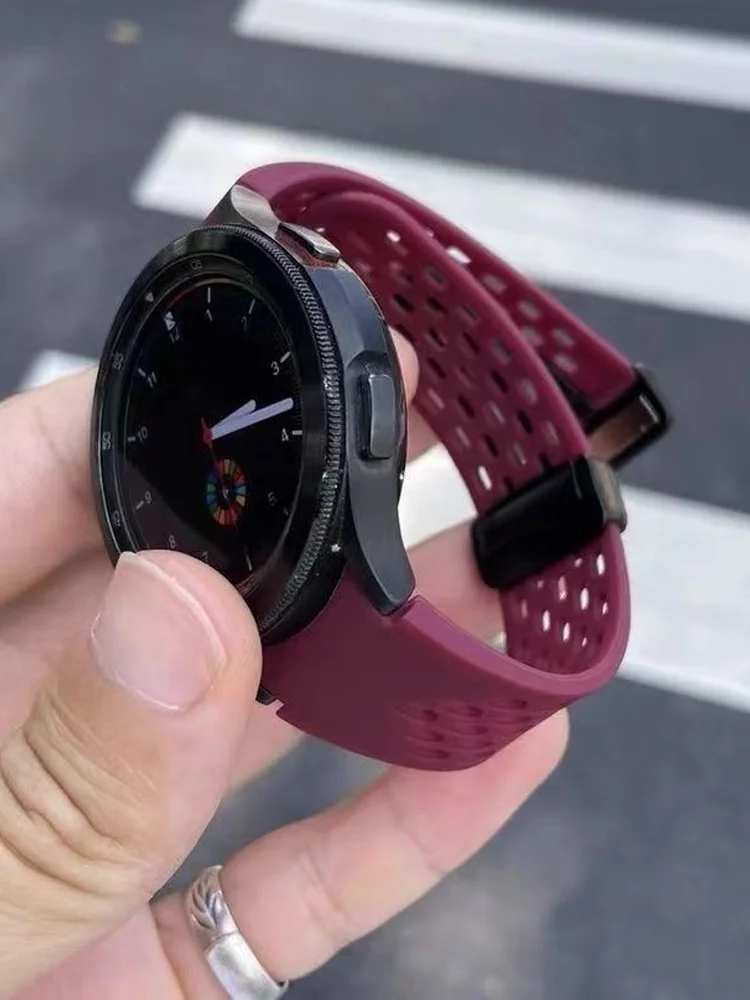 Correa oficial de silicona sin huecos para Samsung Galaxy Watch 7 6 5 4 40mm 44mm 5 Pro banda con hebilla magnética 6 pulsera clásica de 47mm - imagen 5