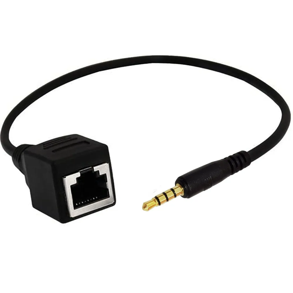 Interfaz de red RJ45 hembra a 3,5mm Jack macho hembra Cable con micrófono para mesa de canto KTV pantalla táctil productos 20cm - imagen 3