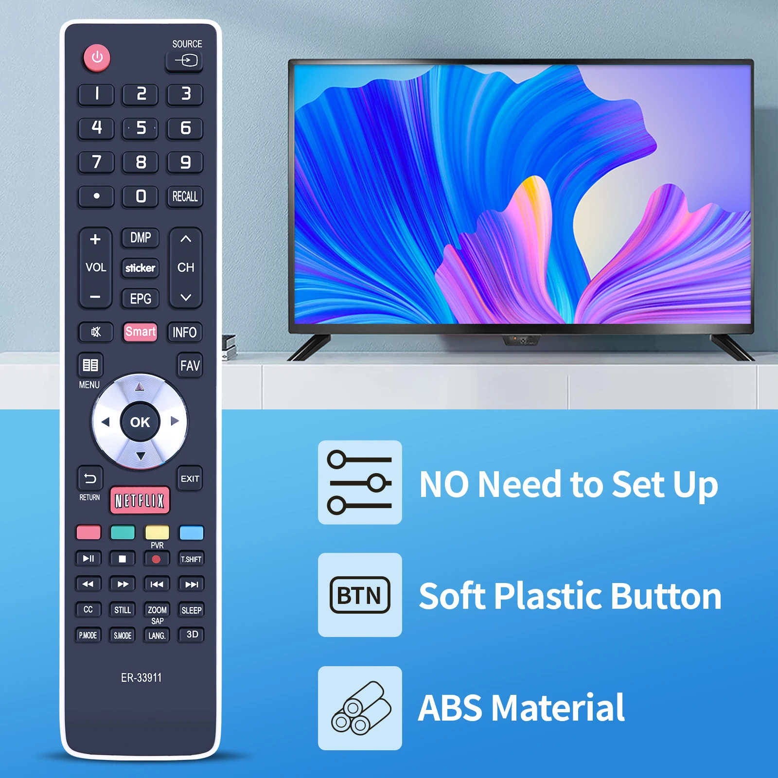 Nuevo Control remoto ER-33911 para Hisense Smart TV ER-33911B ER-33911HS - imagen 3