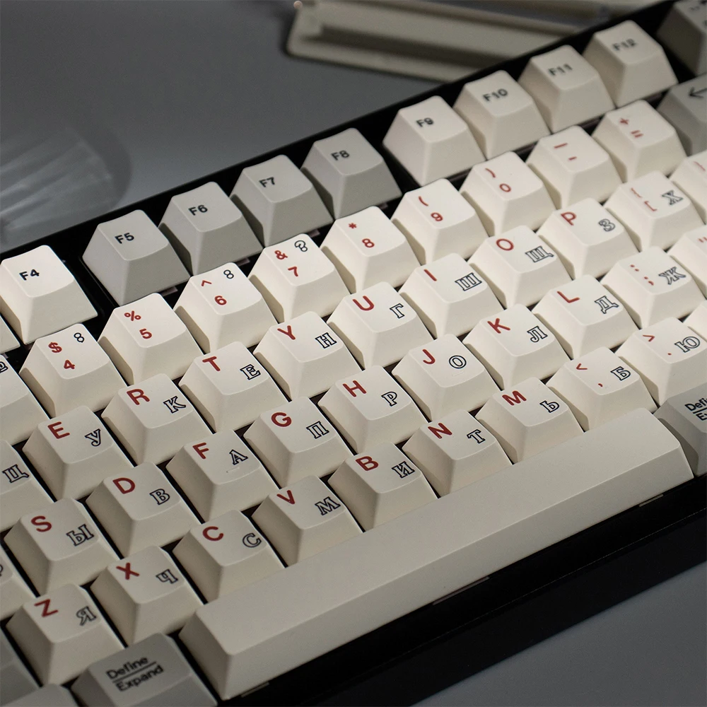keycaps retro keycaps 1.7mm cereja perfil sublimação térmica russo personalizado keycaps para 68//87/104 kit de teclado mecânico - imagen 2
