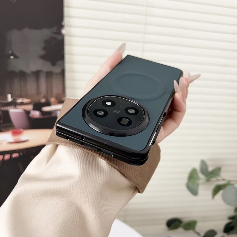 Para OPPO Find N5 funda magnética de PU de cuero liso + funda ultrafina antideslizante para PC - imagen 4