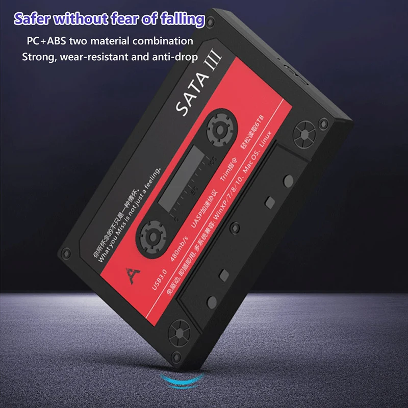 Caja de disco duro SATA de 2,5 pulgadas, 6Gbps, 6TB, USB 3,0, caja de conversión SSD para ordenador portátil, caja externa de disco duro de Cassette Retro para Notebook y PC - imagen 4