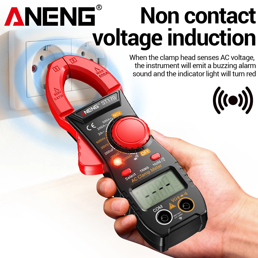 Pinza amperimétrica para reparación de automóviles, multímetro profesional ANENG ST170 de 1999 recuentos, probador de voltaje CA/CC, capacitancia NCV, herramientas para electricistas - imagen 5