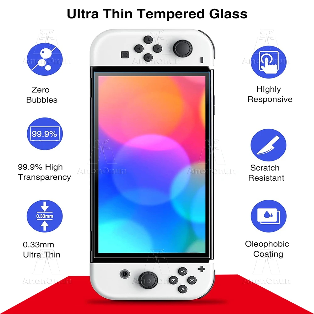 Protector de pantalla transparente HD para interruptor OLED, antiarañazos, antihuellas, sin burbujas, borde curvo 2.5D, vidrio templado inastillable - imagen 2