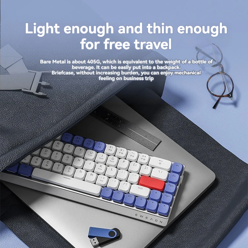 EWEADN-Teclado mecánico MK68 de bajo perfil, teclado inalámbrico con junta Bluetooth, portátil, personalizado, para oficina, juegos, PC, portátil, Ipad, 70% - imagen 3