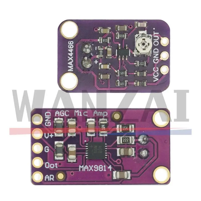 Placa amplificadora AGC de micrófono MAX9814, módulo de Sensor de sonido, Control de ganancia automático, ataque para Arduino MAX4466, placa PCB, Kit Diy - imagen 4