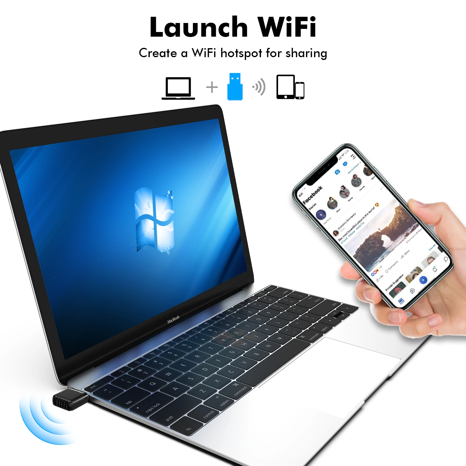 COMFAST Mini unidad gratuita 650Mbps tarjeta de red inalámbrica 2,4G 5G adaptador WiFi de doble banda WPA3 receptor Wi Fi punto caliente para PC/portátil - imagen 5