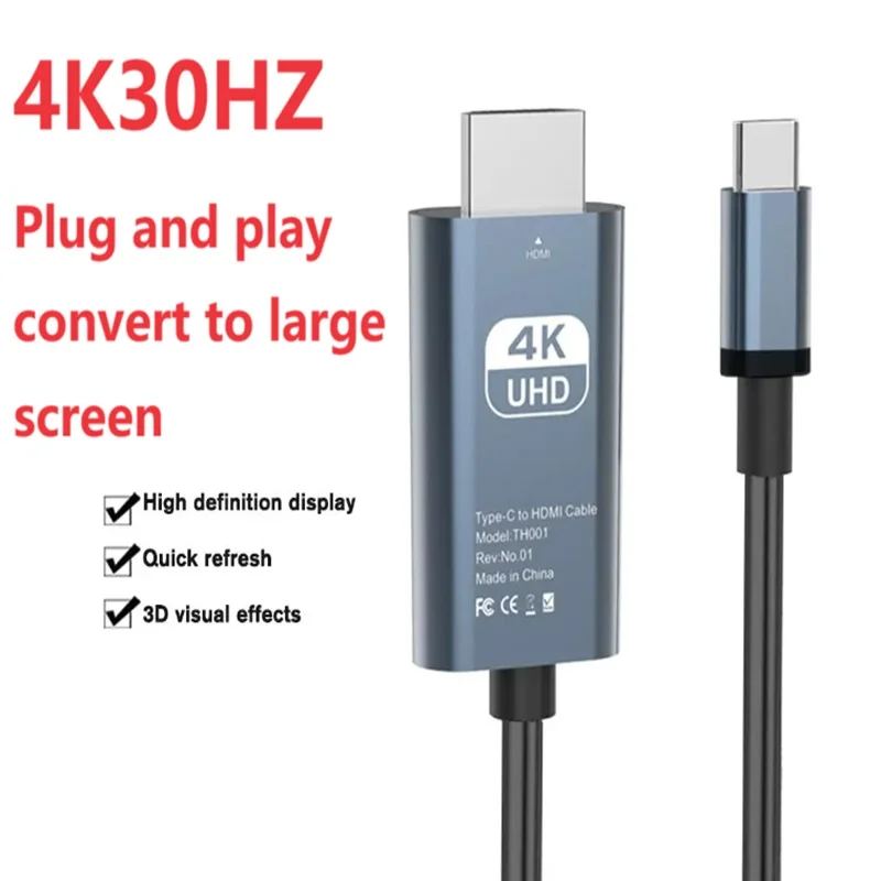 Cable adaptador Compatible con HDMI tipo C a 4K 30Hz, pantalla de Monitor de teléfono, Cable adaptador HDTV, vídeo de ordenador, Cable HDMI de la misma pantalla - imagen 3