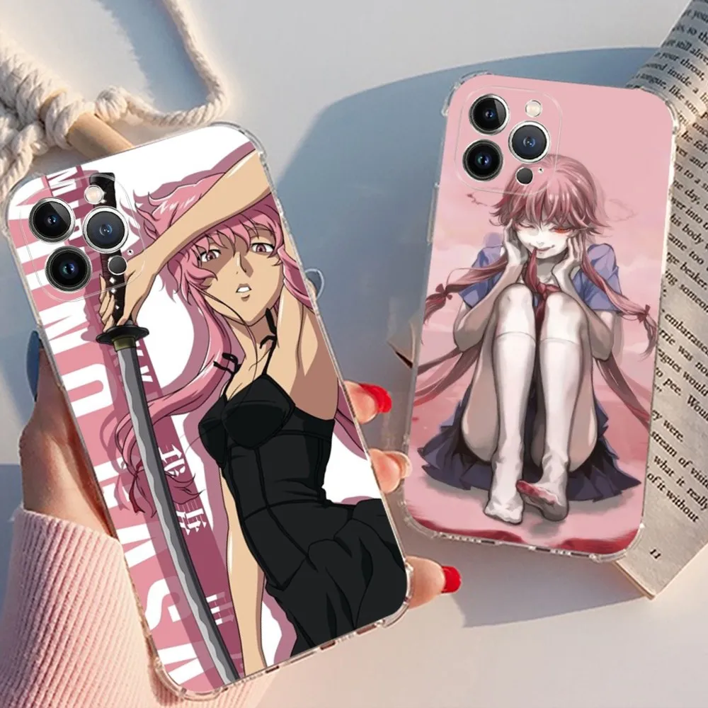 Funda de teléfono Anime Future Diaries para iPhone 15 13 14 Pro Max XS XR 12 11 Pro 13 Mini 6 7 8 Plus cubierta trasera transparente Capa