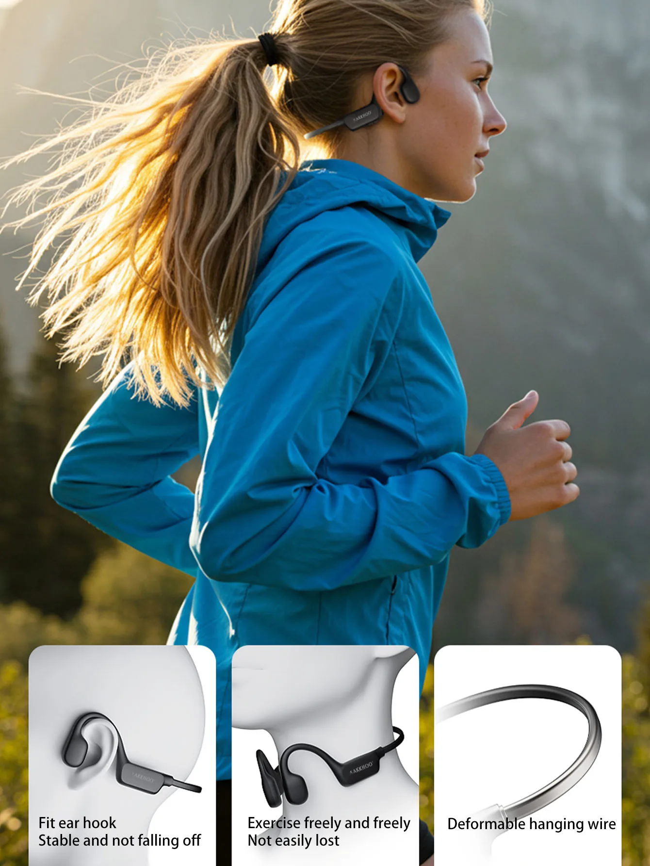 Auriculares de conducción ósea de proceso de tres pruebas, función de cancelación de ruido ENC, auriculares Bluetooth para deportes al aire libre - imagen 4