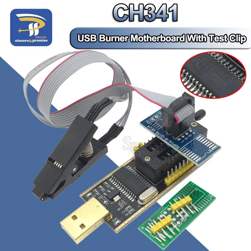 Clip de prueba SOIC8 SOP8 para adaptador EEPROM 93CXX / 25CXX / 24CXX + módulo programador USB Flash BIOS serie CH341 24 25 - imagen 2