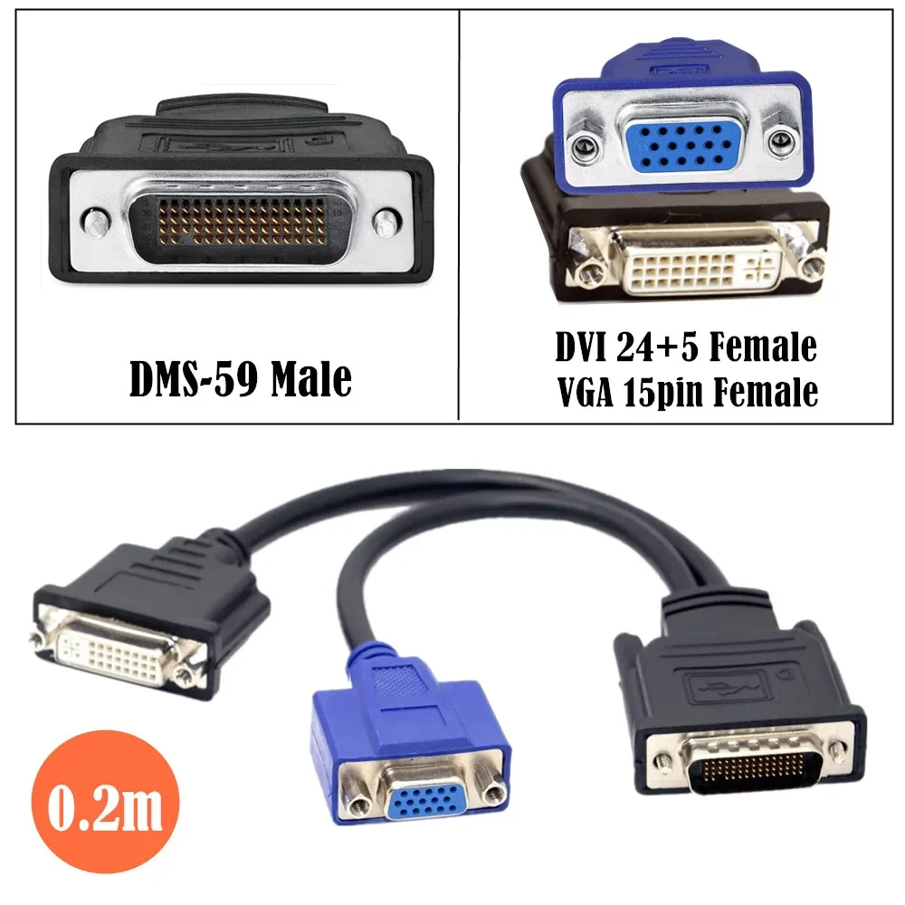 Adaptador de Cable de extensión divisor hembra Compatible con HDMI DMS 59Pin macho a 2 VGA DVI Displayport para tarjeta gráfica Monitor HDMI - imagen 3