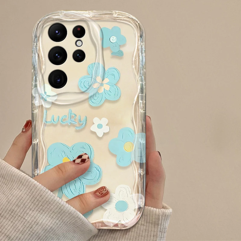 Pintura al óleo flor 3D onda caso para Samsung Galaxy S24 Ultra S23 S22 Plus S21 S20 FE A25 A55 A35 A15 A16 A05 A05S A06 cubierta - imagen 5