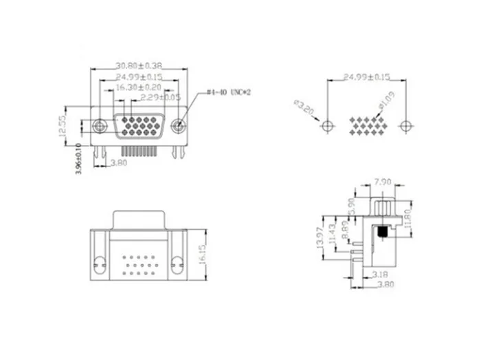 D-SUB DR15 - Vista principal 15 pines hembra VGA