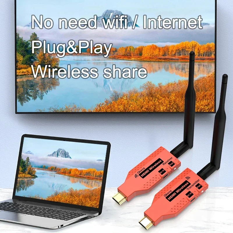 Transmisor de Audio y vídeo inalámbrico de 100m, adaptador de pantalla receptor, extensor HDMI para cámara, portátil, PC a proyector de TV - imagen 3