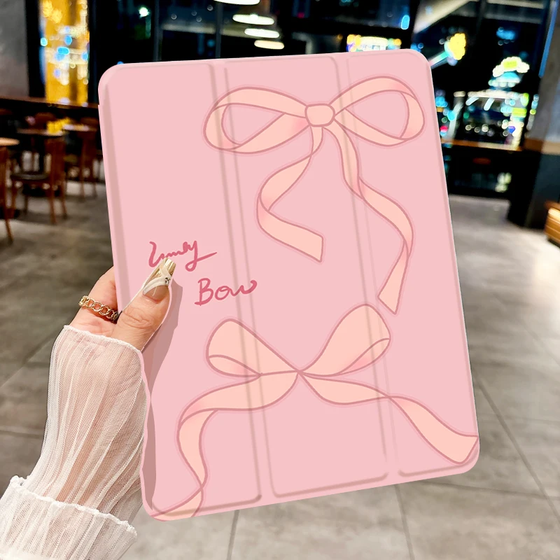 Funda de tableta con lazo bonito rosa para iPad pro 10/11 pulgadas 2020/6/7th /8th /Air 3rd/Air 4th/9th gen/Air 5th Gen 2022/Air 11 Anti-caída