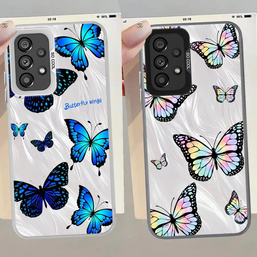 Funda para Samsung Galaxy S23 S25 S20 Plus S22 S24 FE S21 S23 Note 20 Ultra funda trasera para teléfono mariposa azul