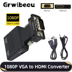 Convertidor VGA a HDMI Full HD con Audio – Adaptador PC y Portátil