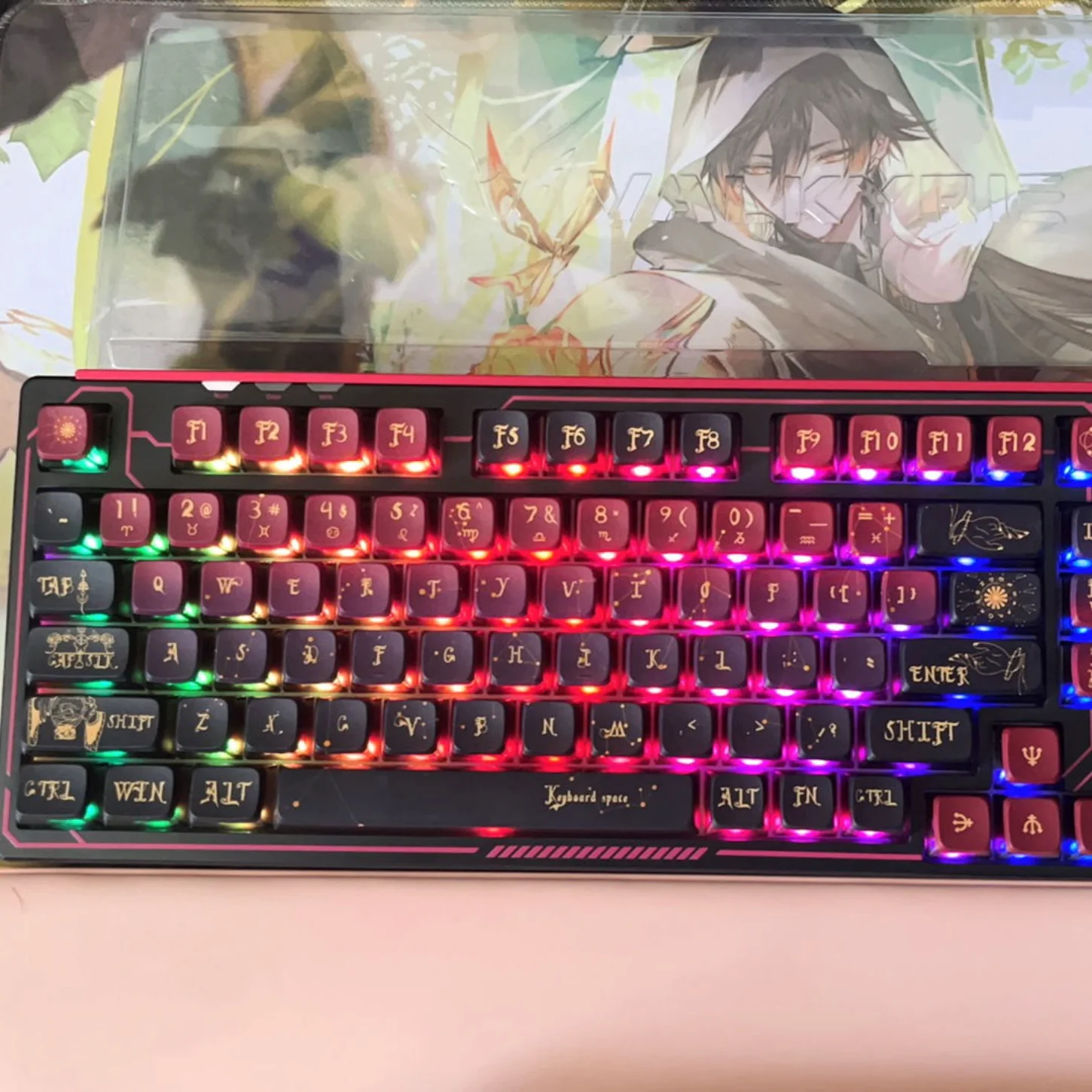 Kit de llavero de pudín PBT 125, parte inferior transparente, constelación de la suerte, teclado mecánico 60/64/84/98/108, interruptor MX