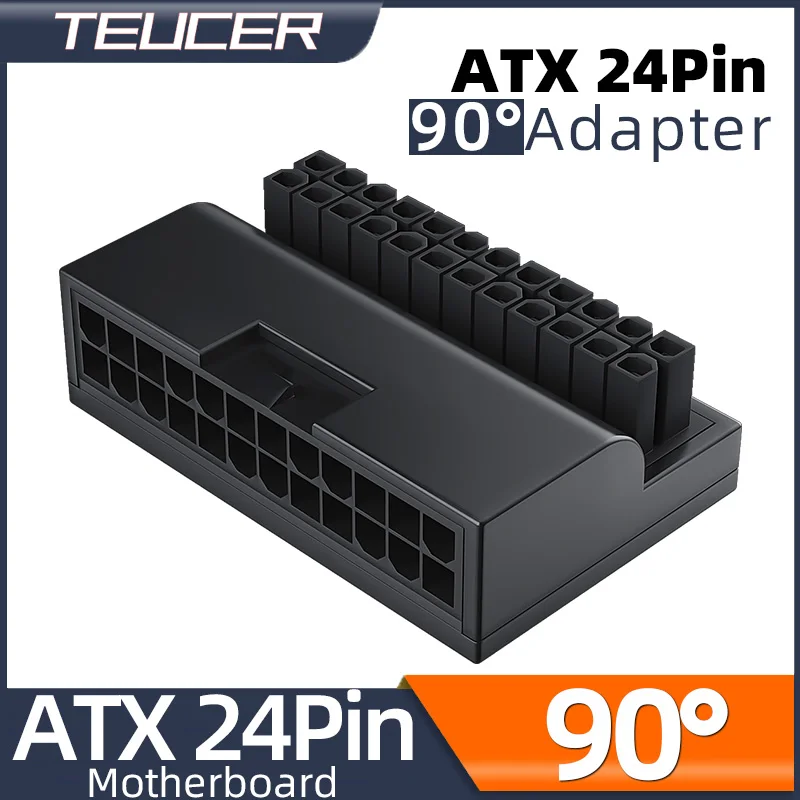 Teucer ATX 24 pines 90 grados adaptador de enchufe de alimentación placa base conectores de alimentación Cable de alimentación aislado Modular accesorio de montaje