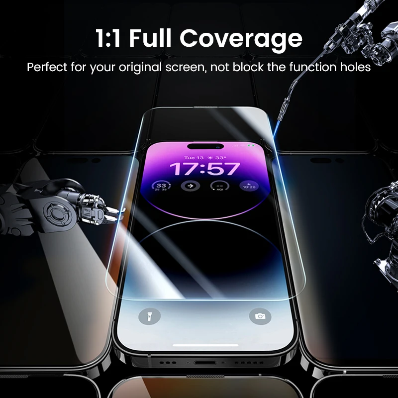 5 uds vidrio templado transparente 9H para iPhone 17 Air 16e 16 15 14 Plus 13 12 mini 11 Pro X XS Max XR Protector de pantalla a prueba de explosiones - imagen 3