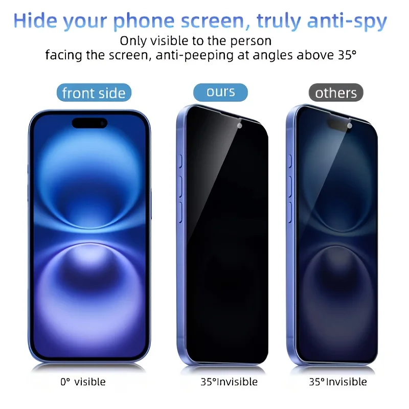 Protector de pantalla de privacidad para iPhone 17 16 15 14 11 Pro Max 13 12 Mini 7 8 Plus X XS XR 14 15 16 Plus Vidrio templado antiespía - imagen 4