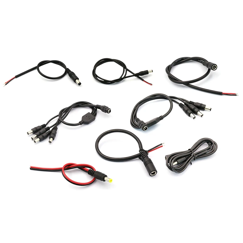 Cable de alimentación de monitoreo de uds, 1 Conector de Cable enchufe, 12V, 24V, cabeza macho, DC5.5 x 2,1 - imagen 3