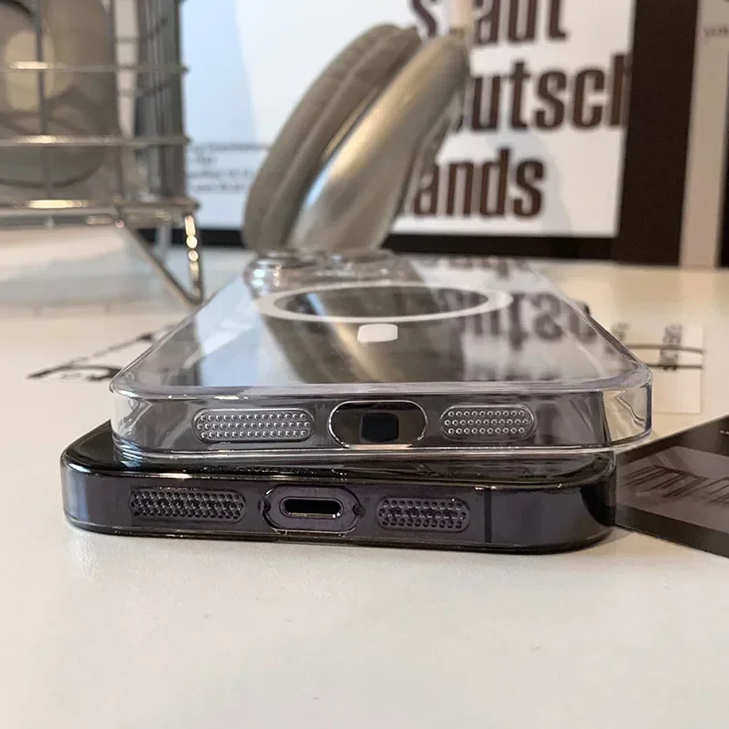 Funda magnética dura transparente para Magsafe para iPhone 16, 15, 14, 13, 12, 11 Pro Max Plus, películas para lentes, carga inalámbrica, cubierta ultrafina para PC - imagen 3